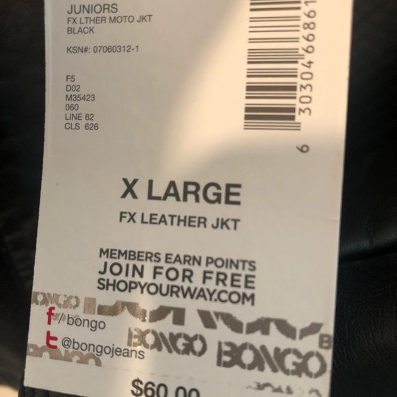 NWT Bongo Black Faux Leather Moto Jacket - Picture 6 of 11